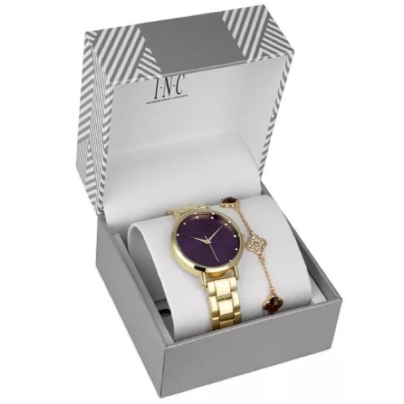 INC Gold-Tone Bracelet Watch 38mm & Bracelet Set, New in Box - Picture 2 of 9